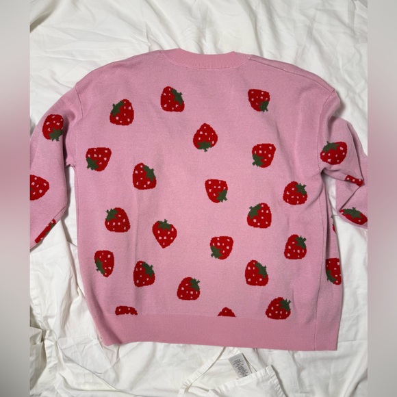 Pink Strawberry Patterned Women's Sweater - Picture 4 of 4
